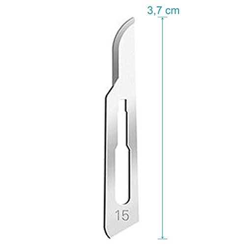 Hojas bisturi nº 15 - cuchillas escalpelo - bisturi quirurgico - recambio cuchillas - envase de abastecimiento con 100 cuchillas de repuesto