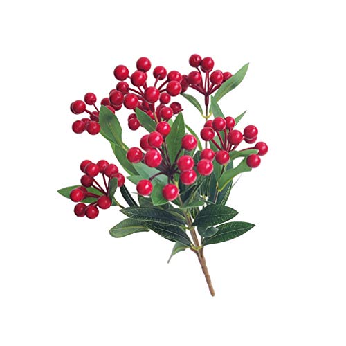 Holibanna Acebo Rojo Artificial Hojas Baya Recoge Invierno Navidad Bayas decoración