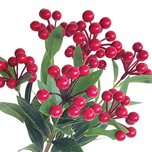 Holibanna Acebo Rojo Artificial Hojas Baya Recoge Invierno Navidad Bayas decoración