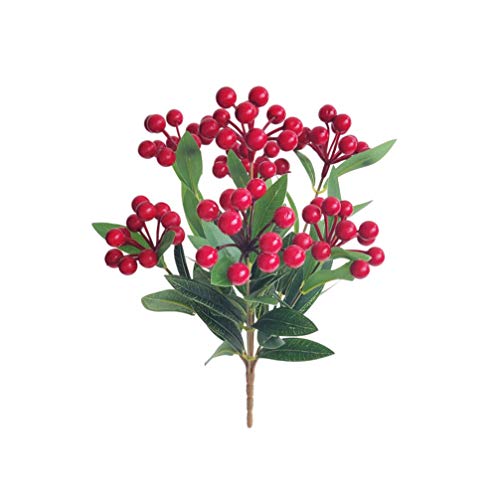 Holibanna Acebo Rojo Artificial Hojas Baya Recoge Invierno Navidad Bayas decoración