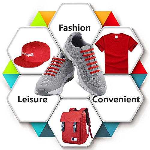 Homar sin corbata Cordones de zapatos para niños y adultos Impermeables cordones de zapatos de atletismo atlética de silicona elástico plano con multicolor de los zapatos del tablero Sneaker boots (Adult Size Red)