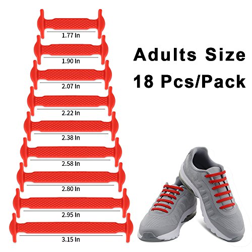 Homar sin corbata Cordones de zapatos para niños y adultos Impermeables cordones de zapatos de atletismo atlética de silicona elástico plano con multicolor de los zapatos del tablero Sneaker boots (Adult Size Red)