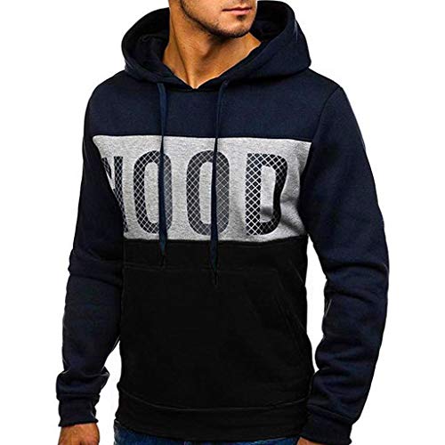 Hombres Sudadera con Capucha Casual Tops Deporte Blusa Manga Larga De Patchwork Blanca Beisbol Divertidas Camuflaje Calavera Camisas Otoño riou (Black 2, M)