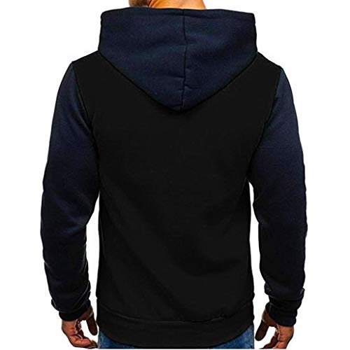 Hombres Sudadera con Capucha Casual Tops Deporte Blusa Manga Larga De Patchwork Blanca Beisbol Divertidas Camuflaje Calavera Camisas Otoño riou (Black 2, M)