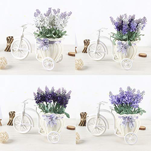 Homeofying - 1 ramo de flores de lavanda artificial de ratán con maceta para decoración de bodas y fiestas