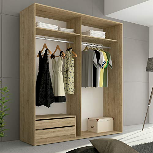 HomeSouth - Cajonera Armario Dos cajones, Mueble Auxiliar Almacenamiento Dormitorio, Modelo Lara, Color Cambria, Medidas: 77 cm (Largo) x 36 cm (Alto) x 45 cm (Fondo)