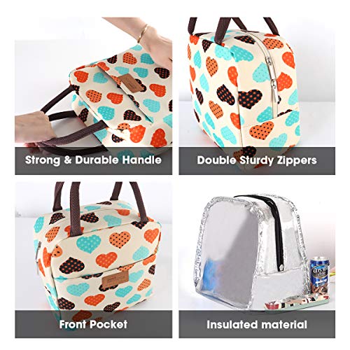 HOMESPON Bolsa Isotérmica de Almuerzo Lunch Bag Bolsa Térmica Porta Alimentos Tela Impermeable Plegable Bolso de Picnic para Mujeres, Adultos, Estudiantes y Niños