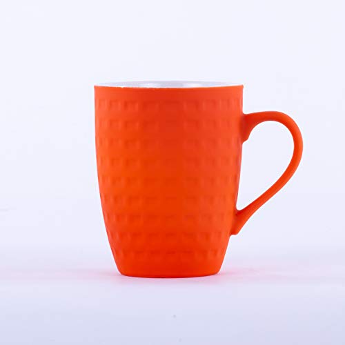 Homevibes Juego De 4 Tazas De Ceramica De Desayuno, Tazas para Infusiones, Taza Mug Ceramica, Set de 4 Tazas para Cafe o Te (Naranja)