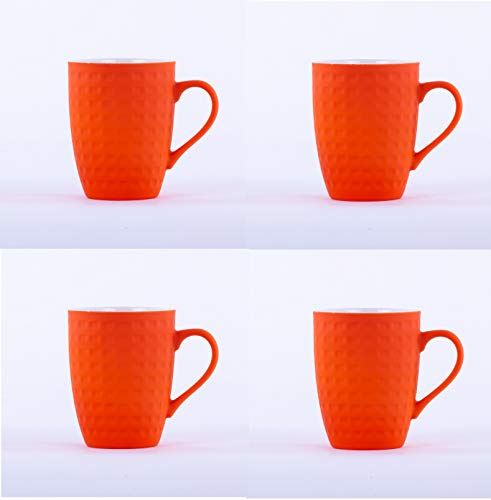 Homevibes Juego De 4 Tazas De Ceramica De Desayuno, Tazas para Infusiones, Taza Mug Ceramica, Set de 4 Tazas para Cafe o Te (Naranja)