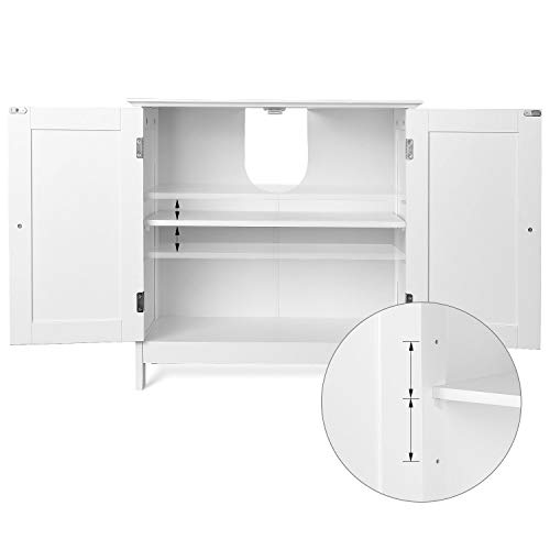 Homfa 2 Estantes Mueble para Debajo del Lavabo Armario para Cuarto de Baño Blanco, Madera contrachapada, 60x60x30CM