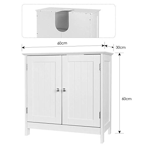 Homfa 2 Estantes Mueble para Debajo del Lavabo Armario para Cuarto de Baño Blanco, Madera contrachapada, 60x60x30CM