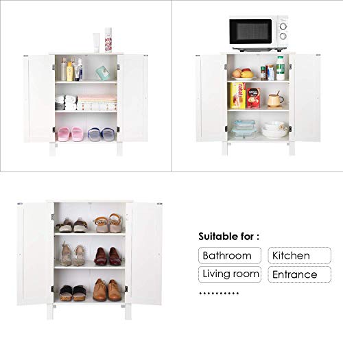 Homfa Armario Almacenaje Armario de Suelo para Cocina Salón Baño Dormitorio con 2 Puertas 2 Estantes Blanco 58x28x80cm