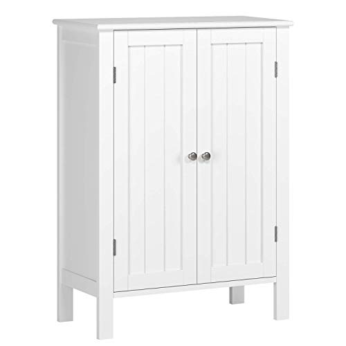 Homfa Armario Almacenaje Armario de Suelo para Cocina Salón Baño Dormitorio con 2 Puertas 2 Estantes Blanco 58x28x80cm