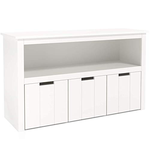 Homfa Armario Almacenaje Armario Madera para Juguetes Organizador para Juguetes con 3 Cajones 1 Estante Blanco 102x33x61.5cm