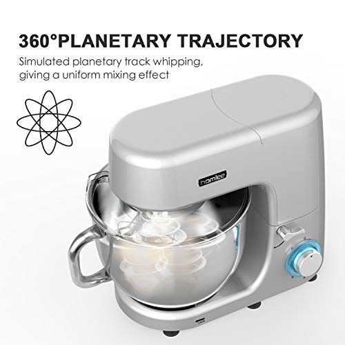 Homlee 1800W Profesional Batidoras Amasadora Repostería, Robot de cocina Automática Multifuncional, Amasadora de Bajo Ruido para Repostería Alta potencia Amasadora con Recipiente de 7,2L