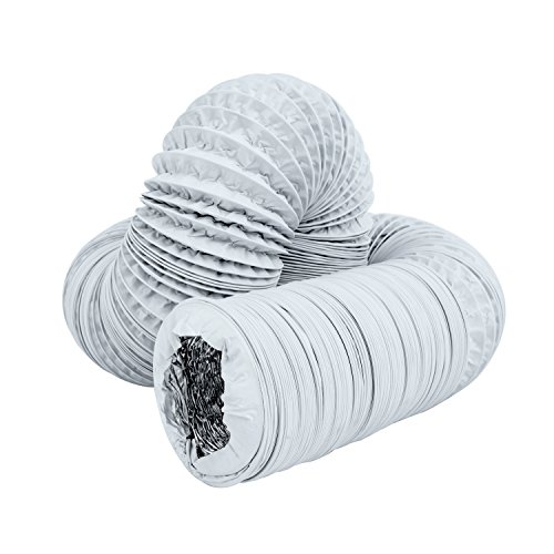 Hon&Guan Tubo de Manguera de Ventilación Tubo Aire Flexible di Aluminio PVC para Extractor de Aire, Climatización, Secadora(ø150mm*10m, Blanco)