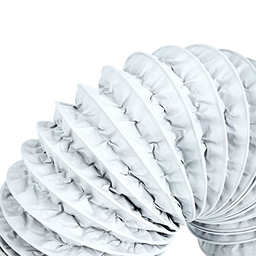 Hon&Guan Tubo de Manguera de Ventilación Tubo Aire Flexible di Aluminio PVC para Extractor de Aire, Climatización, Secadora(ø150mm*10m, Blanco)