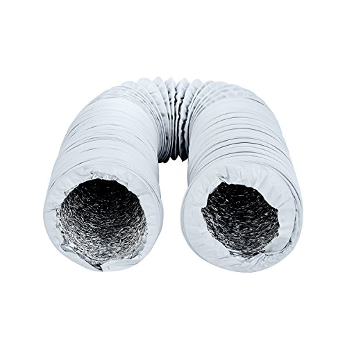 Hon&Guan Tubo de Manguera de Ventilación Tubo Aire Flexible di Aluminio PVC para Extractor de Aire, Climatización, Secadora(ø150mm*10m, Blanco)