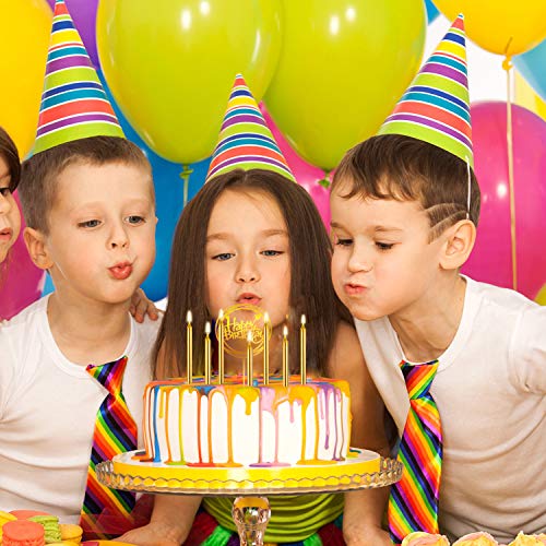 Honoson 30 Piezas Velas de Cumpleaños Largas de Oro Velas Altas y Finas de Pastel, Pastel de Cumpleaños de Acrílico Feliz Cumpleaños Decoración de la Fiesta de Cumpleaños