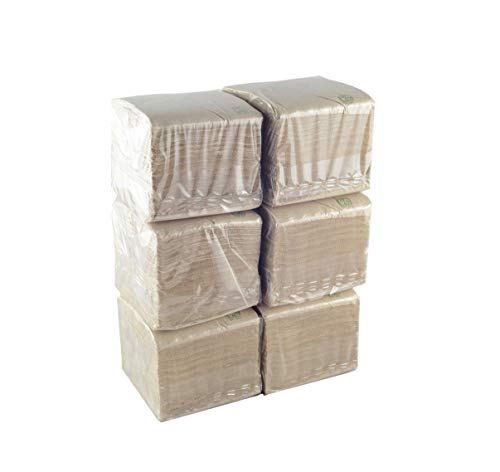 Hostelnovo - 600 Unidades de servilletas ecológicas para Cocktail Marca Bio-Eco - Color Natural - Papel Tissue 100% reciclable - Micropunto - 10x10 cm (plegadas) y 20x20 cm (desplegadas)