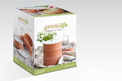 HostelNovo Germinador de Semillas de cerámica Natural - 3 Niveles con amplío Almacenamiento para Las Semillas - Medidas 17 x 19 cm