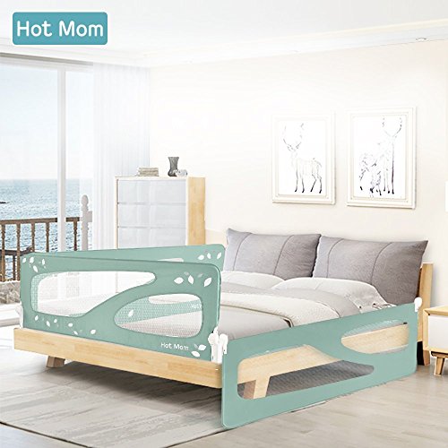 Hot Mom - barandillas de la cama 150 cm para bebés, portátil y estable, barrera de seguridad,color Verde