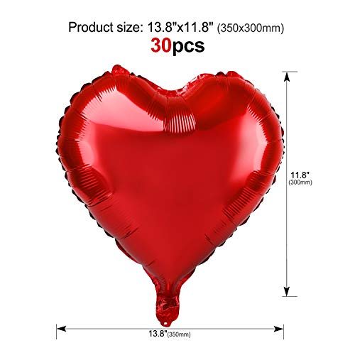 HOWAF 30 x18in Globos de Aluminio de corazón Rojo Globos de Helio y 1000 Piezas Pétalos de Rosa Roja de Seda para Fiesta de Bodas, Compromiso, San Valentín decoración