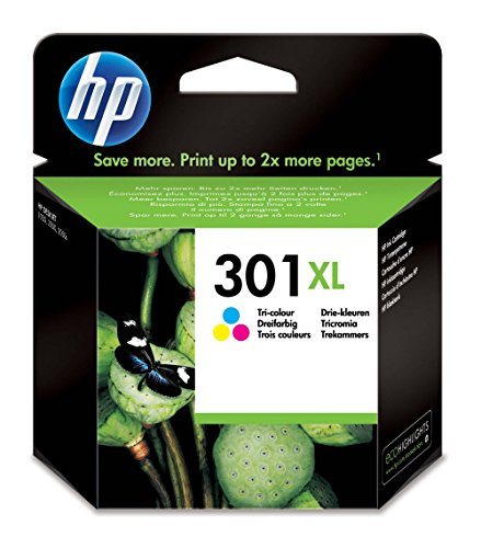 HP 301XL CH564EE,Tricolor, Cartucho de Tinta de Alta Capacidad Original, Compatible con impresoras de inyección de tinta HP DeskJet 1050,2540,3050; OfficeJet 2620,4630; ENVY 4500, 5530