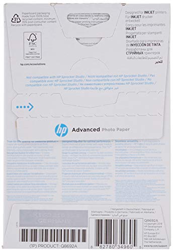 HP Advanced Q8692A - Papel fotográfico (100 hojas, 10X15 cm), el Embalaje puede Variar