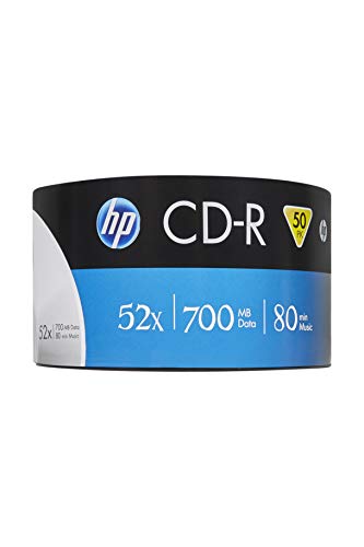 HP Logo CD-R80 700MB 52X (50 Pieces of 80 mins recordable CD Bulk Packed Spool Spindle)