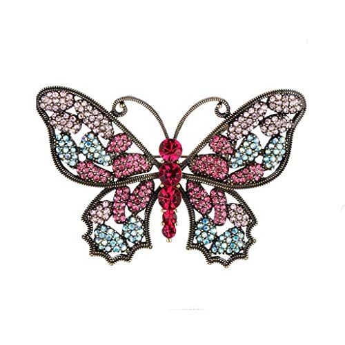 HQQ Broche de Diamante de Color Mariposa, Estilo Europeo y Americano de usos múltiples, Broche, Collar, Ropa, Bufanda de Seda, decoración, 7 × 5 cm