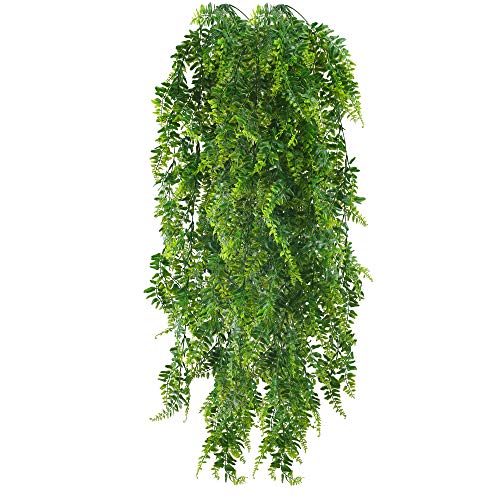 HUAESIN 2pcs Plantas Artificiales Colgantes Decoracion 115cm Plastico Enredaderas Artificial Hiedra Guirnalda Hojas Verde Helecho Boston para Exterior Interior Maceta Potos Pared Balcon Pared Patio