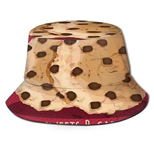 huatongxin Unisex Fisherman Cap,Chocolate Chip Advertisement Doughy Have A Sweet Day Lettering Delicious Vintage,Travel Beach Hat
