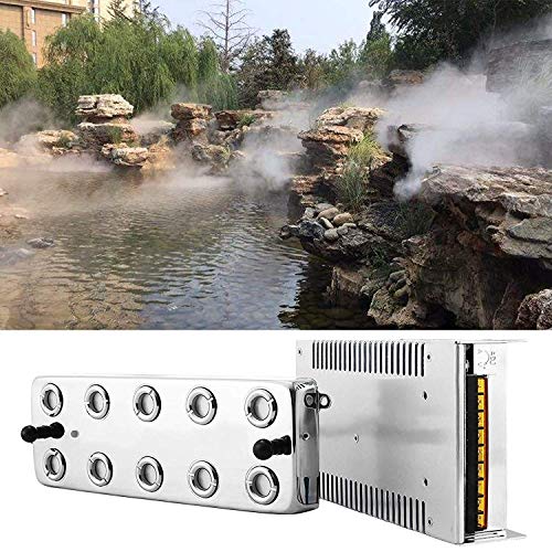 HUKOER 10 Cabezales de Niebla por ultrasonidos Fogger, humidificador de Niebla de 3.5-5L / H con Transformador para la nebulización de Alimentos en Etapa Escénico Industrial Jardín/Estanque