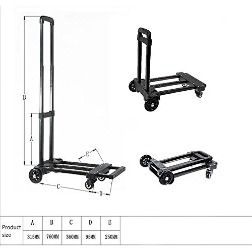 hukoer carga carro de equipaje capaicity 130LB – Carro de compras Carro de equipaje plegable de viaje