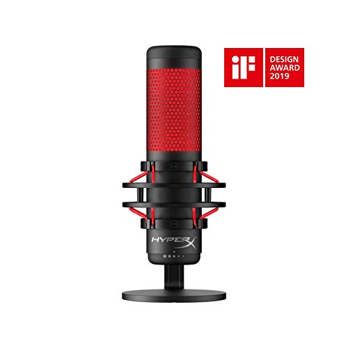 HyperX QuadCast Table Microphone Negro, Rojo - Micrófono (Table Microphone, -36 dB, 20-20000 Hz, 16 bit, 48 kHz, Alámbrico)