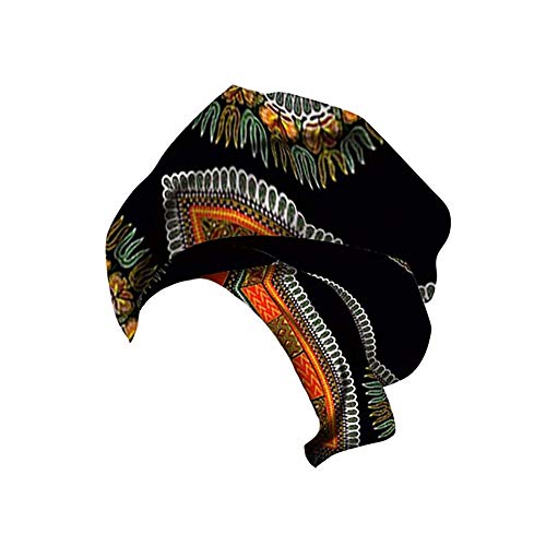 Hzjundasi Pañuelo con Estampado de Algodón de cera Africana para Mujer - Bufanda para la Cabeza Corbata de Estiramiento del Cabello Largo Turbante