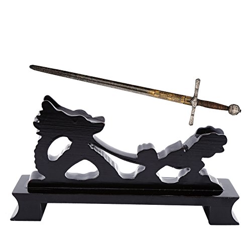 Hztyyier Soporte de Espada Soporte de exhibición de Arma en Forma de dragón Soporte de Espada de Samurai de Madera lacada en Negro para Katana Wakizashi Tanto