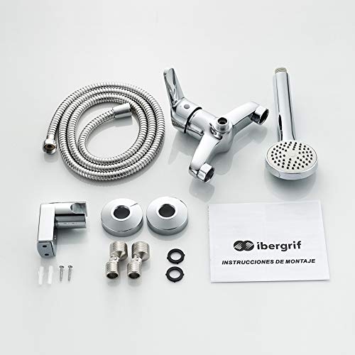 Ibergrif M12050 Roma Mezclador de duchas monomando para Instalación en Pared, Color cromo y plata