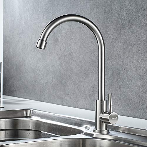 Ibergrif M18703 Mundo, Grifería Mezclador de Cocina Solo Agua Fria, Grifo para Fregadero Monomando, Inoxidable, Gris