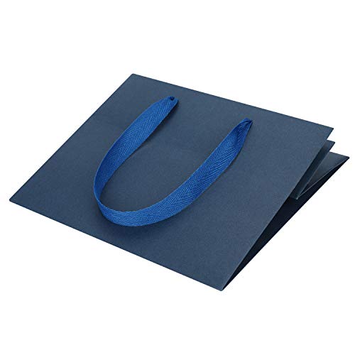 IBLUELOVER - 5 Bolsas Grandes de Regalo de Papel Kraft cuadradas con Asas, Bolsa de Regalo para Flor, Tartas, Fiestas, Bodas, cumpleaños, Navidad, Acción de Gracias, 30 x 30 x 30, Azul, Grand*5