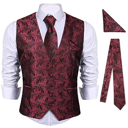 iClosam Chaleco Formal Hombre Clasico Slim Fit Blazers De 3 Piezas Conjunto para Traje De Boda Negocios