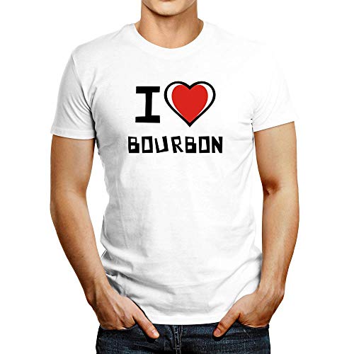 Idakoos I Love Bourbon - Camiseta de corazón bicolor - Blanco - Medium