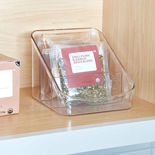 iDesign Caja transparente con 3 compartimentos, organizador de cocina grande de plástico, caja organizadora para especias o alimentos envasados, transparente