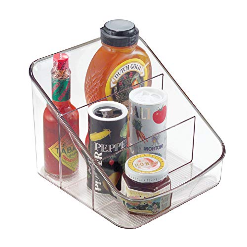 iDesign Caja transparente con 3 compartimentos, organizador de cocina grande de plástico, caja organizadora para especias o alimentos envasados, transparente