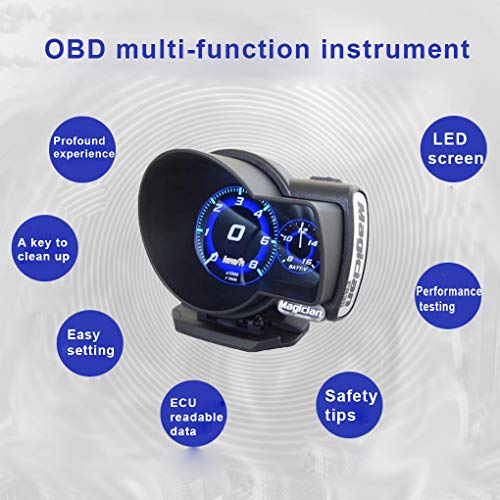 Idyandyan Herramienta de diagnóstico del vehículo Multifuncional Head-Up Coche OBD Digital velocímetro HUD Turbo Boost de Multifuncional presión del Metro del Exceso de Velocidad de Alarma