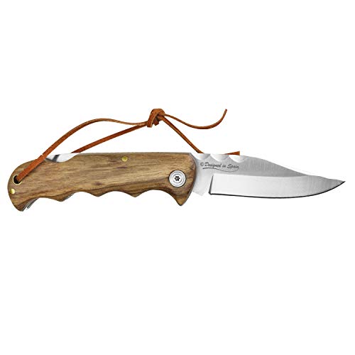 iFIELD Navaja de Madera Camper EL29036, con Mango de Madera Zebra de 10,8 cms, Total 20,5 cms, Incluye cordón, Herramienta de Camping para Pesca, Caza, Actividad Deportiva