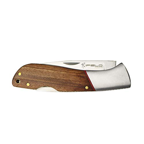 iFIELD Navaja de Monte Camper EL29044, Hoja de 7,8 cm, Mango de Madera Zebra, Caja a Color, Herramienta de Camping para Pesca, Caza, Actividad Deportiva