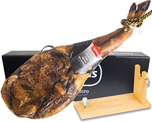 IGLESIAS - Paleta Cebo Ibérica 50% Raza Ibérica de 4,8 a 5kg + Jamonero de Regalo en Caja Negra de Regalo