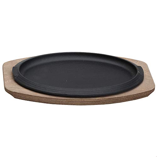 Ilsa Plato Ovalado Servir Cm 32 x 22 de Hierro Fundido esmaltada C/Bandeja de Madera